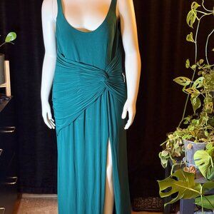 Emerald Green backless Mac Duggal gown